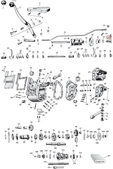 Shifter lever and shaft, transmission
