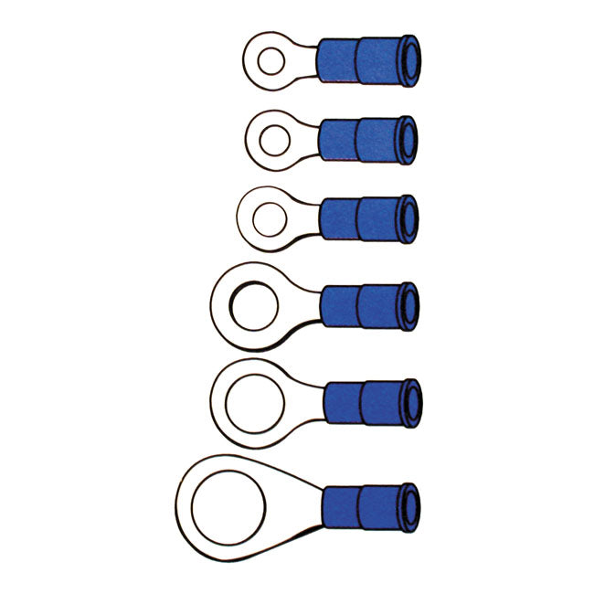Connectors, ring terminal PVC, crimp. Blue 7.94mm