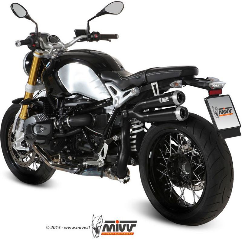 Mivv SPORT X-cone SLIP-ON Muffler BLACK PAINTED STAINLESS STEEL for BMW R NINE T 2014 ECE approved (Euro3/Euro4)  | B.024.LP1