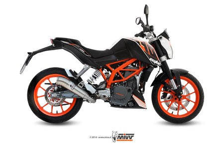 Mivv SPORT GHIBLI Imp. compl./Full sys. 1x1 INOX/ST. STEEL for KTM 390 DUKE 2013 - 2016 EC approved  | KT.012.LGX