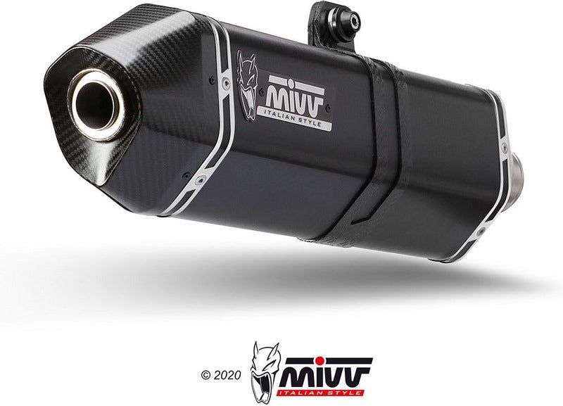 Mivv SPORT SPEED EDGE Imp. compl./Full sys. 1x1 BLACK STAINLESS STEEL for KYMCO XCITING 500 2013 - 2014 EC approved  | O.003.LRB