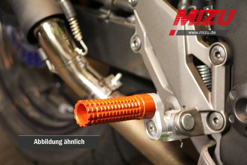 Mizu Flex Race driver's footpeg, including ABE, Silver/Orange | 409TO2210030