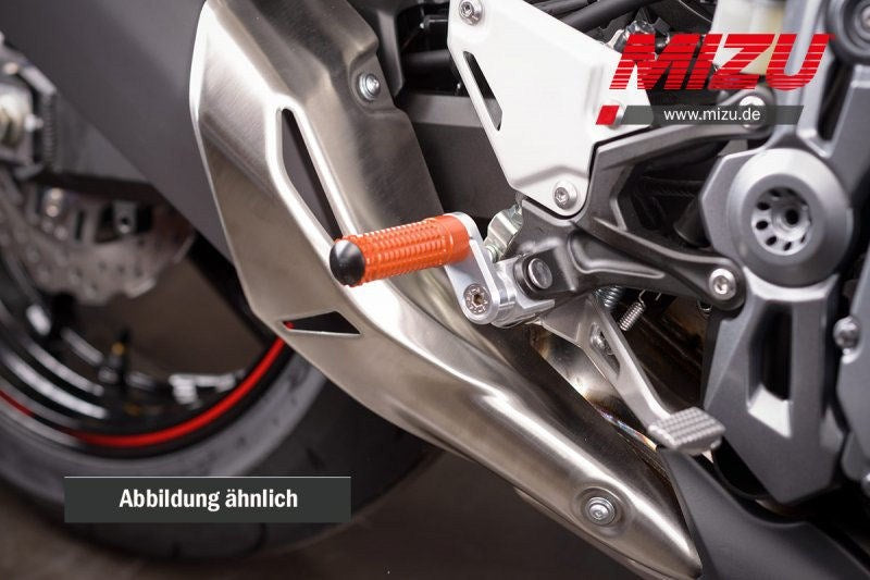 Mizu Flex Race driver's footpeg, including ABE, Silver/Orange | 409TO3310032