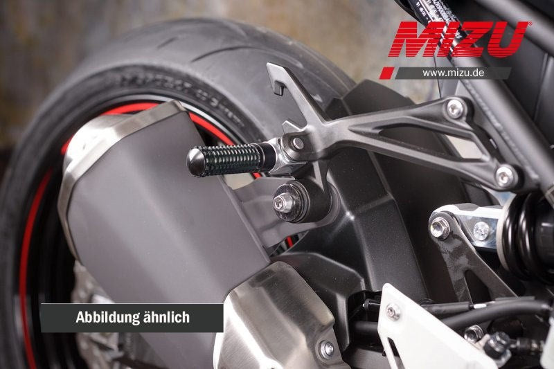 Mizu Race passenger's footpeg, including ABE, Silver/Black | 409TS1120010