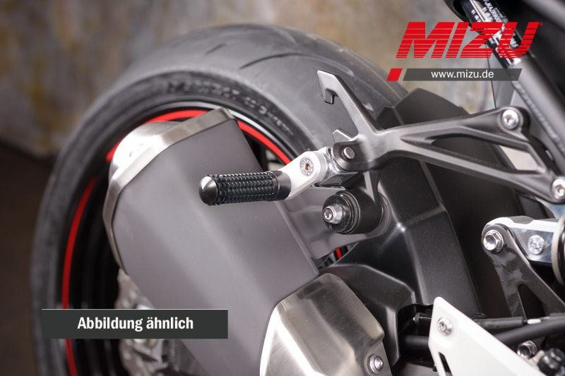 Mizu Flex Race passenger's footpeg, including ABE, Silver/Black | 409TS3320040
