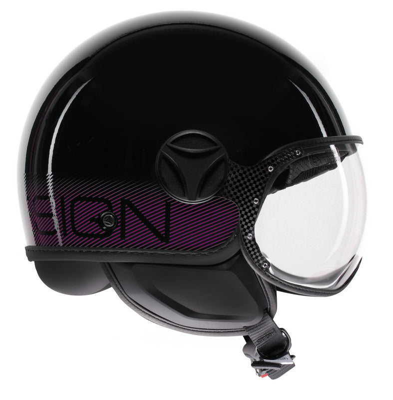 MOMO DESIGN HELMET FGTR CLASSIC MOMODESIGN E2206, STRIPES BLACK/FUCSIA | 21184A7001011