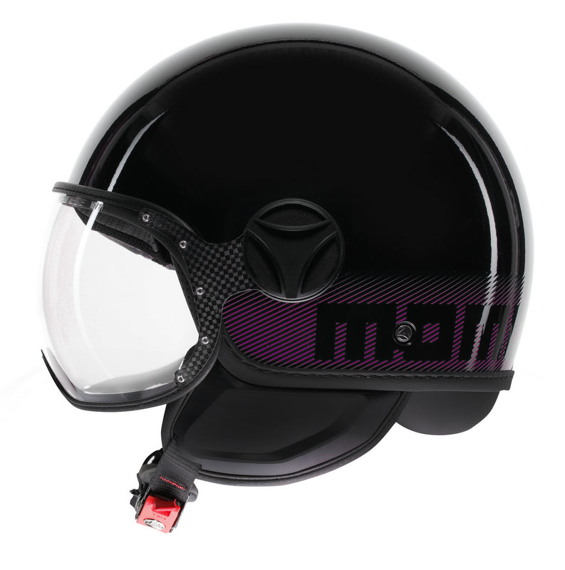 MOMO DESIGN HELMET FGTR CLASSIC MOMODESIGN E2206, STRIPES BLACK/FUCSIA | 21184A7001011