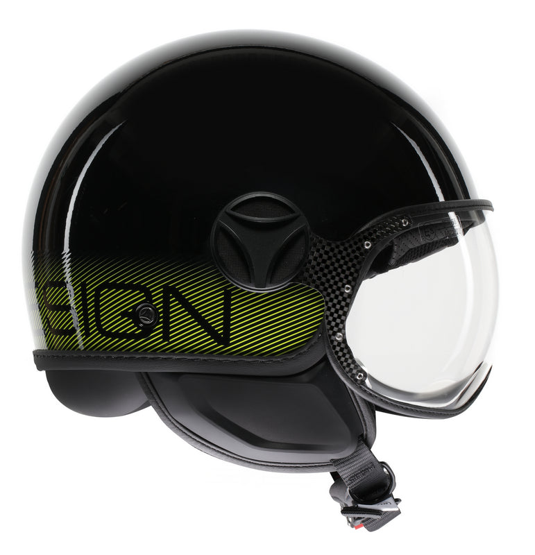 MOMO DESIGN HELMET FGTR CLASSIC MOMODESIGN E2206, STRIPES BLACK/YELLOW FLUO | 21184A7001012