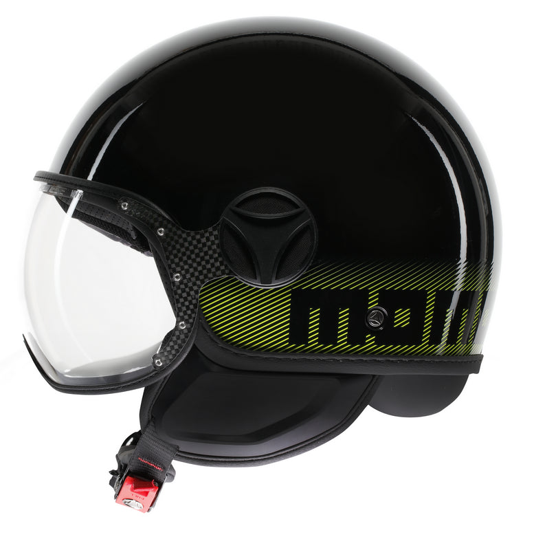 MOMO DESIGN HELMET FGTR CLASSIC MOMODESIGN E2206, STRIPES BLACK/YELLOW FLUO | 21184A7001012