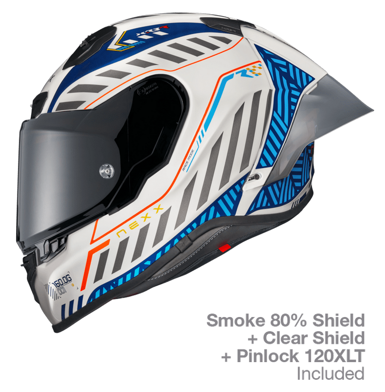 NEXX Race Helmet X.R3R OUT BRAKE WHITE.BLUE, Size: XXS | 01XR300412060