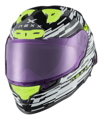 NEXX Race Helmet X.R3R GLITCH RACER WHITE NEON, Size: XXS | 01XR323415159