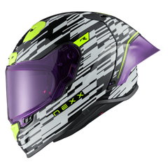 NEXX Race Helmet X.R3R GLITCH RACER WHITE NEON, Size: XXS | 01XR323415159
