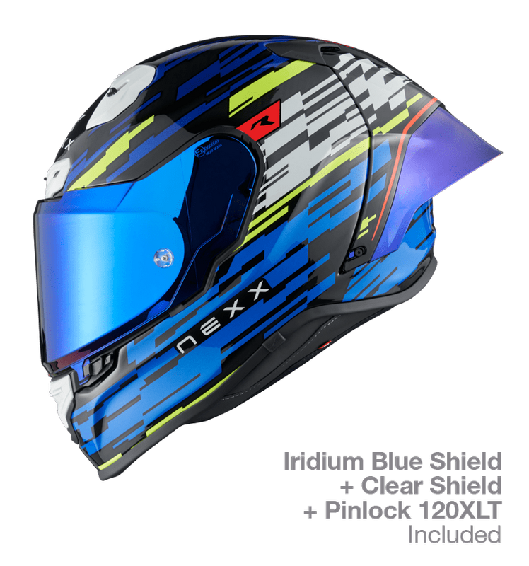 NEXX Race Helmet X.R3R GLITCH RACER BLUE NEON, Size: XXS | 01XR323415163