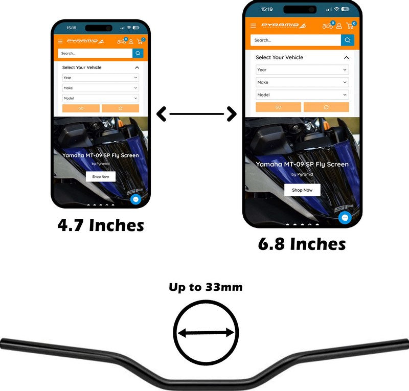 Pyramid Handlebar Mounted Phone Holder With Vibration Dampener | 08851