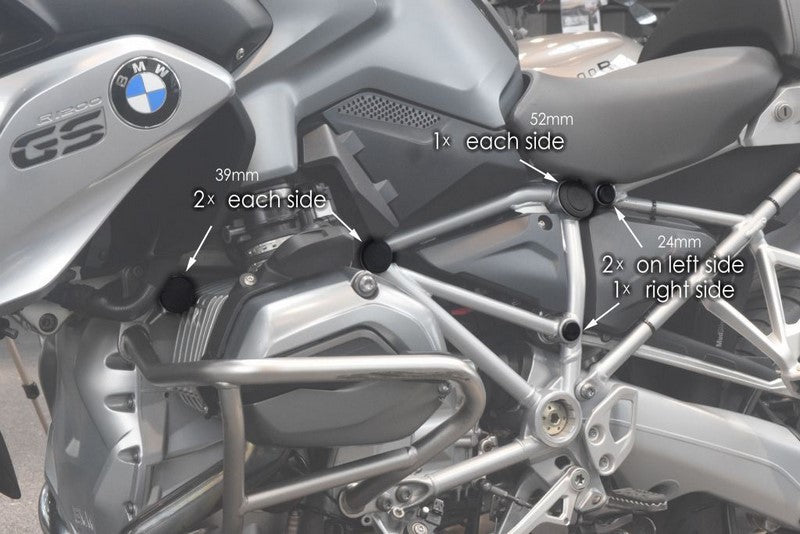 Pyramid Plastics BMW R1200 GS Frame End Caps Matte Black 2013> | 089400
