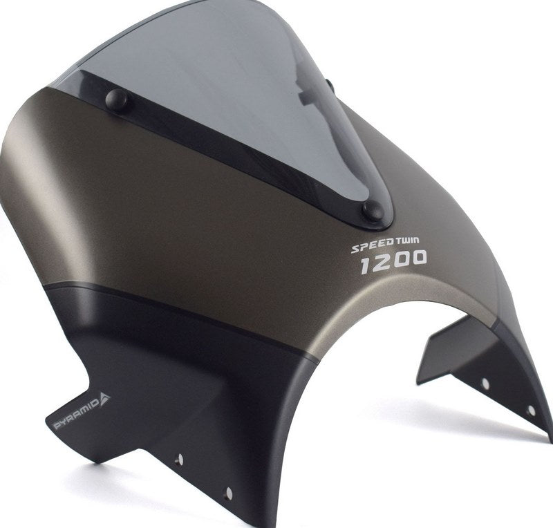 Pyramid Fly Screen | Matte Ironstone & Matte Storm Grey | Triumph Speed Twin 1200 2024>Current | 26000K
