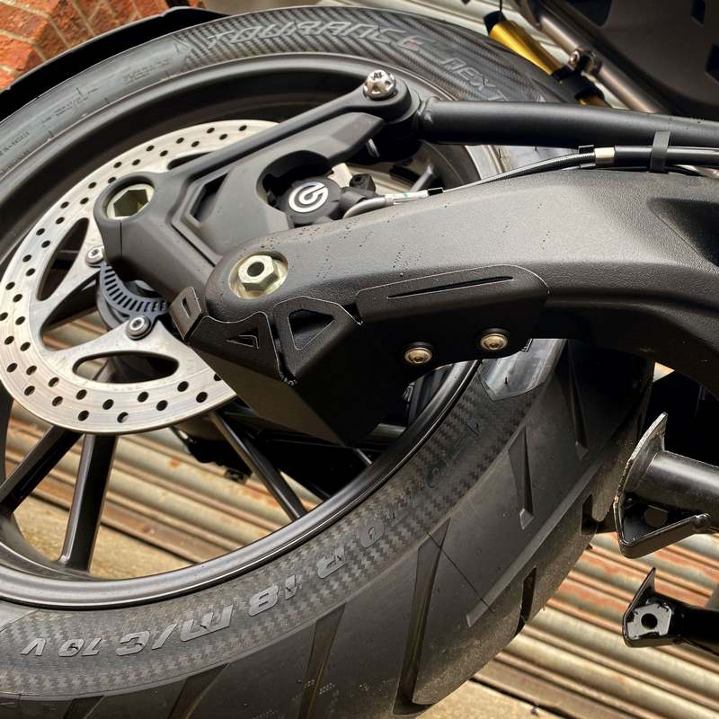 Pyramid Swingarm Protectors | Matte Black | Triumph Tiger 1200 GT 2022>Current | 36160M