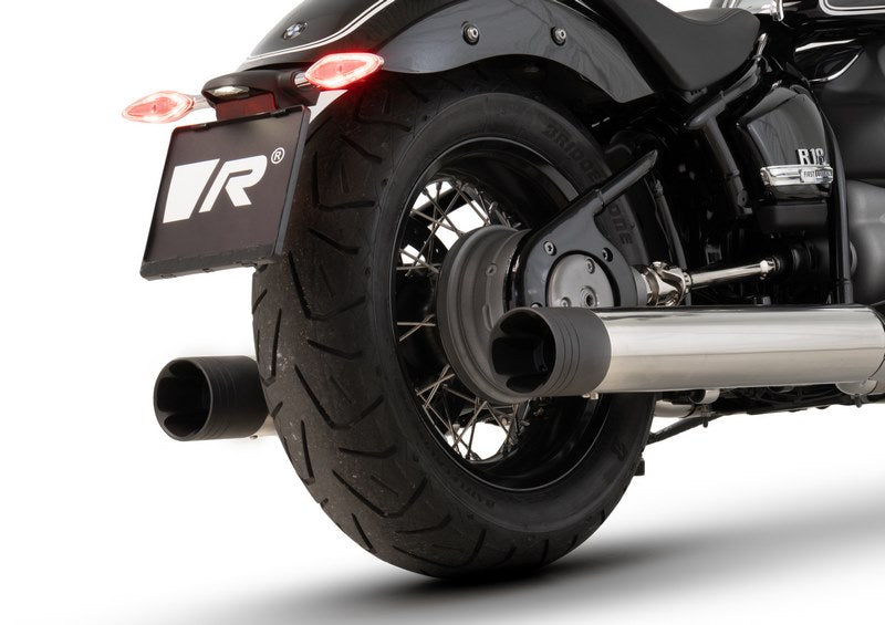 2X Custom Racing Slip On L/R, Stainless Chrome, Endcap Bmw R18 V2 2 Pcs., Alloy Chrome