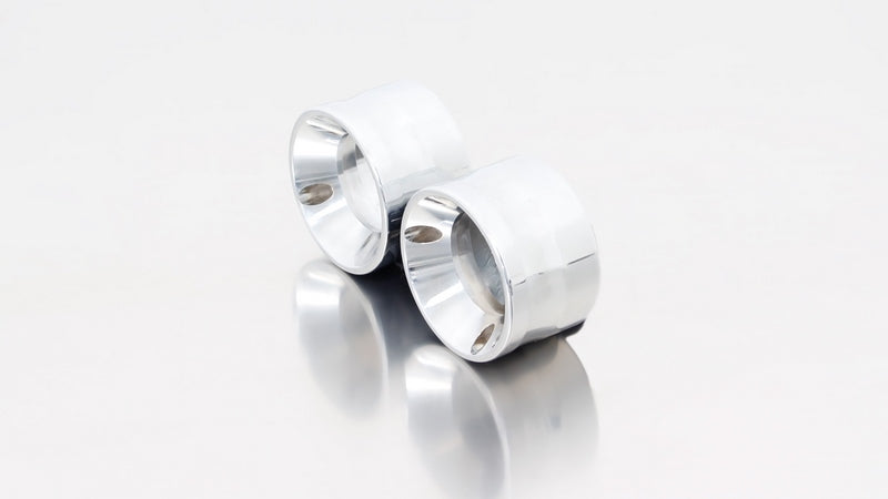 2 X Custom Exhaust Chrome, Plug-In Catalytic Converter Set 2 Pcs.,  End Cap Straight End 2 Pcs. Stainless Chrome