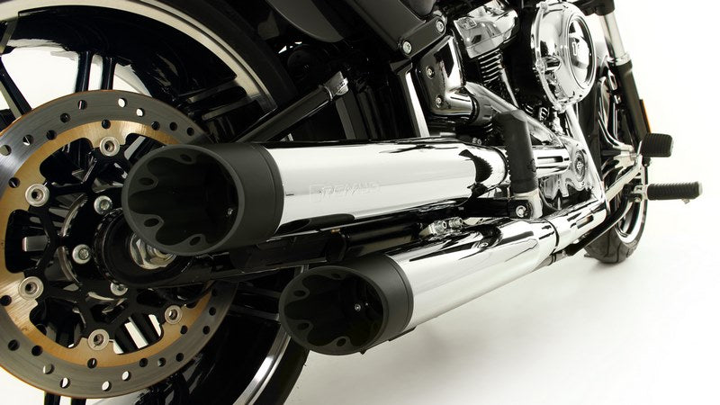2 X Custom Exhaust Slip-On Ø 90 mm Incl. Cat. Asc, Stainless Chrome, Endcap Short Cut V1 2 Pcs., Alloy Chrome