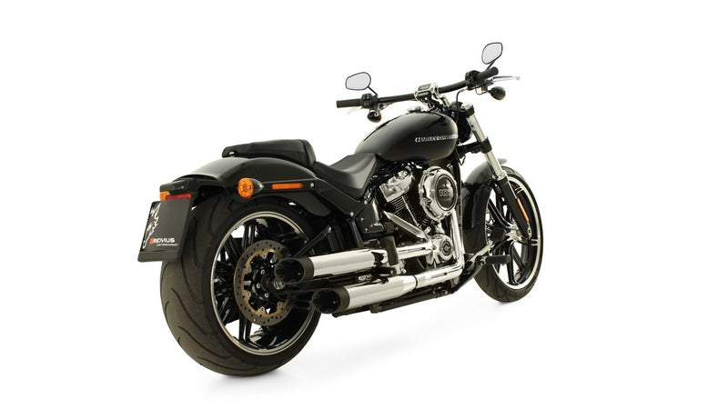 2 X Custom Exhaust Slip-On Ø 90 mm Incl. Cat. Asc, Stainless Chrome, Endcap Short Cut V1 2 Pcs., Alloy Chrome