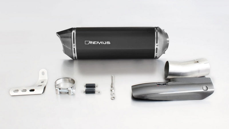 Black Hawk, Slip On Muffler With Connecting Tube Incl. Carbon Heat Protecting Shield, Stainless Black, 66mm, Incl. EC Homologation