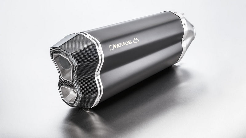 Slip On Sport Exhaust Muffler Incl. Connecting Tube With Heat Protecting Shield, Stainless Black, 54mm, Incl. EC Homologation