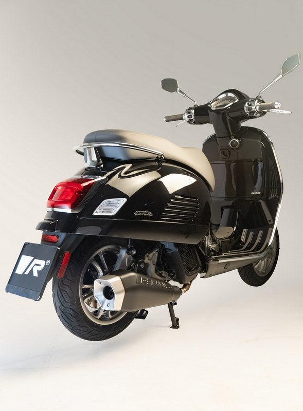 Stainless Black Sport Exhaust, Machined Aluminium Endcap, Silver Coated, Header With Catalytic Converter, Incl. EC Type Approval, Powerring Black