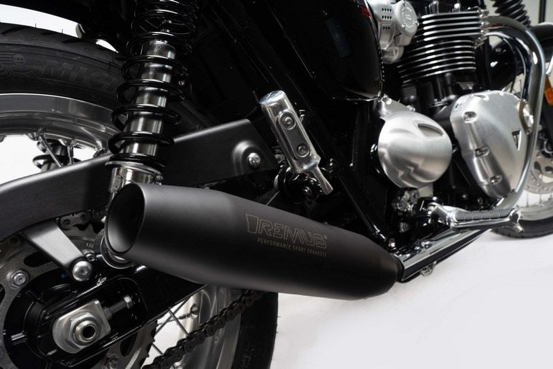 Racing Slip On Tapered Muffler Sport Exhaust, Left/Right Ø 84 mm, No Catalytic Converter, Stainless Black, No EC- Approval