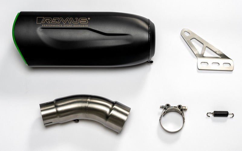 Slip On Nxt Racing Sport Exhaust, Stainless Black With Green, Connection Tube Racing