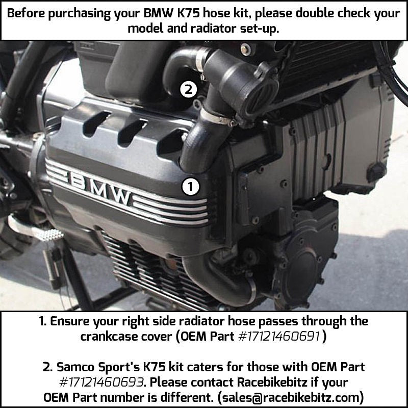 Samco Sport BMW K 75 (Selected Models) 1985 - 1996 5 Piece Samco Sport Silicone Radiator Coolant Hose Kit | BMW-7-BK