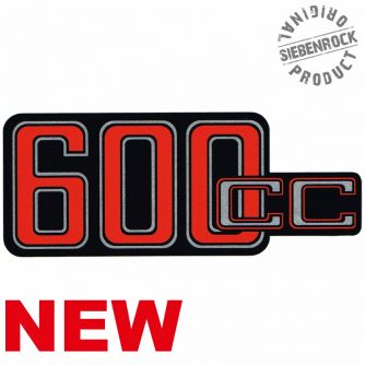 Siebenrock Sticker ''600Cc'' For Battery Cover , Red / Black On Silver | 4663051
