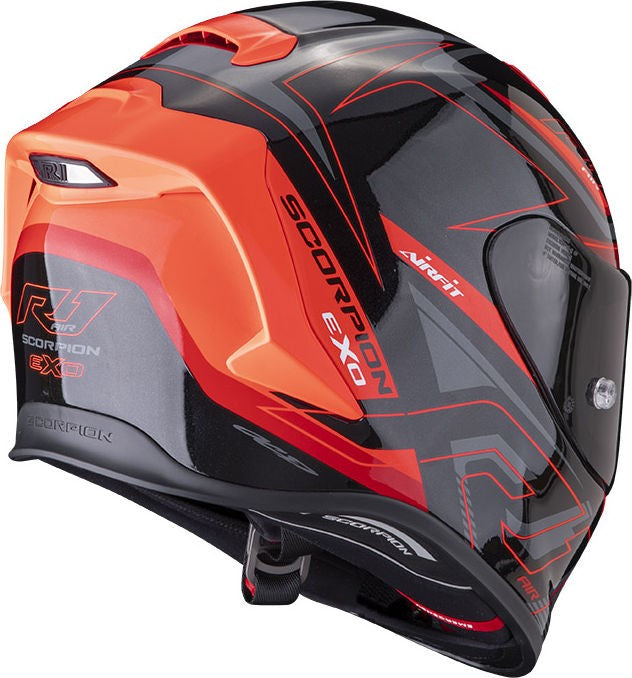 Scorpion Exo Full Face Helmet R1 Gaz Black Red | 10-373-238
