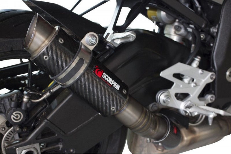 Scorpion Mufflers RP1-GP Slip-on Carbon Fibre Sleeve. Important information this product is EC Approved without a db killer/baffle being fitted. | BM1000CEM