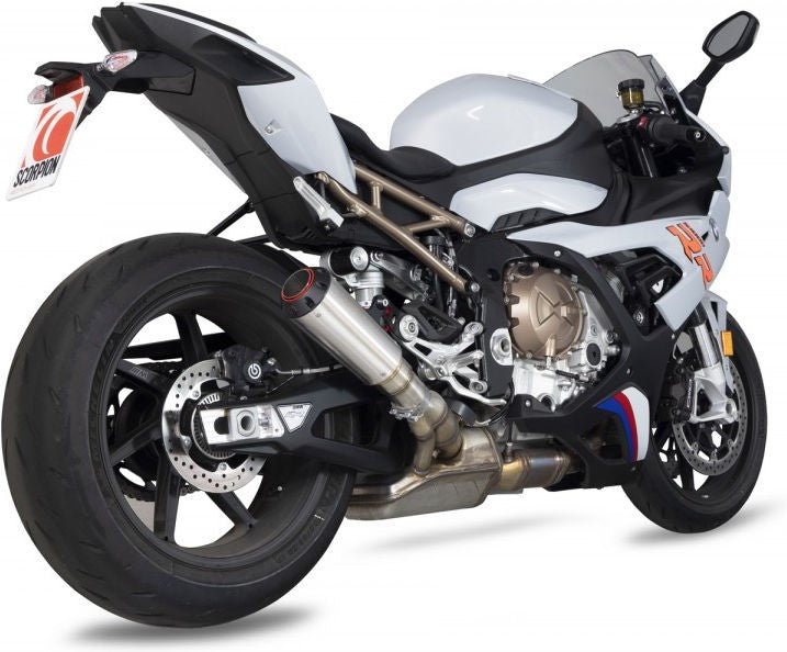 Scorpion Mufflers Red Power Slip-on, Brushed Stainless Steel Sleeve (NON EU HOMOLOGATED) | PBM80SEO