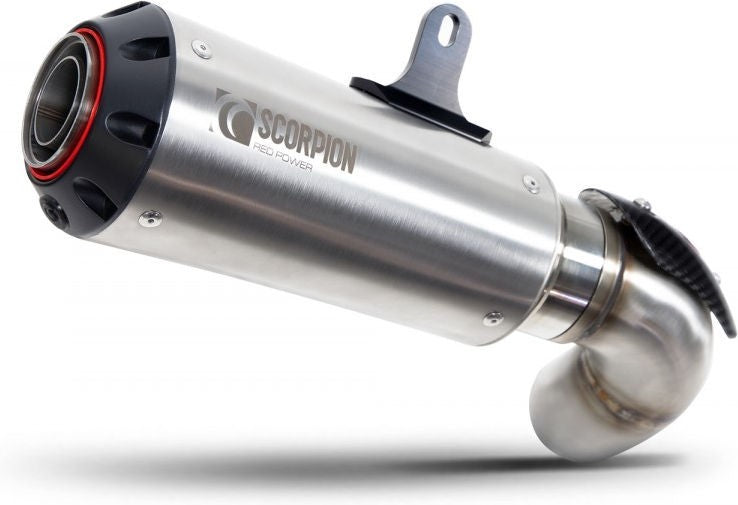 Scorpion Mufflers Red Power Slip-on Brushed Stainless Steel Sleeve. Fits with panniers  (NON EU HOMOLOGATED) | PKA137SEO