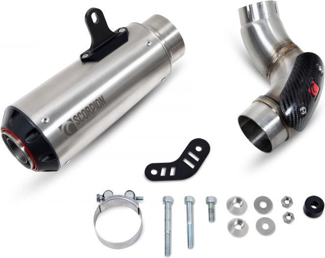 Scorpion Mufflers Red Power Slip-on Brushed Stainless Steel Sleeve. Fits with panniers  (NON EU HOMOLOGATED) | PKA137SEO