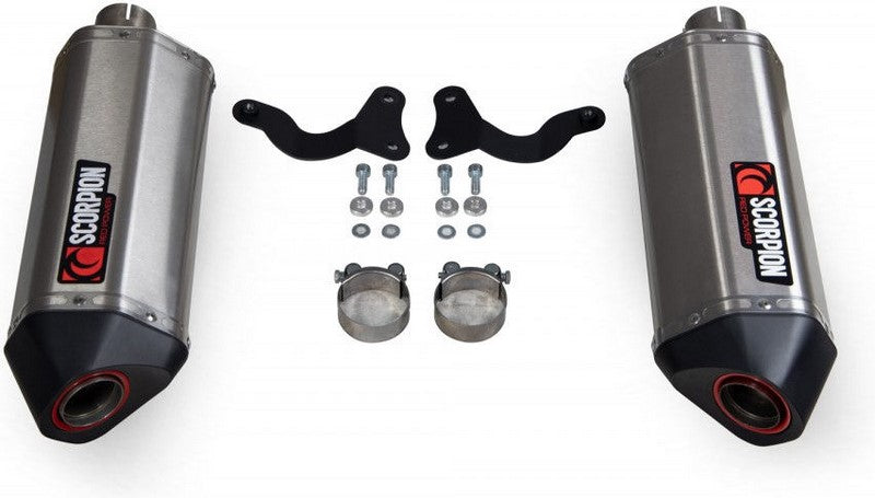 Scorpion Mufflers Serket Parallel Slip-on (Pair) Brushed Stainless Steel Sleeve (NON EU HOMOLOGATED) | RTR88SEO