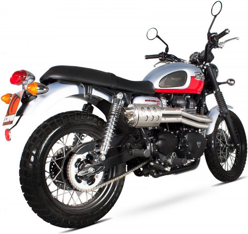 SCORPION MUFFLERS Custom Silencer Full System, Brushed Stainless Steel Finish EC Approved | TR80SEOSYS