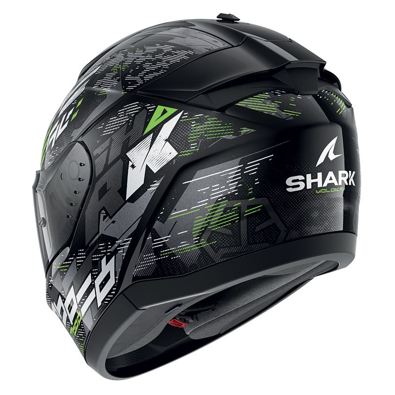 Shark Full Face Helmet Ridill 2 Molokai Black Silver Green | HE1109EKSG