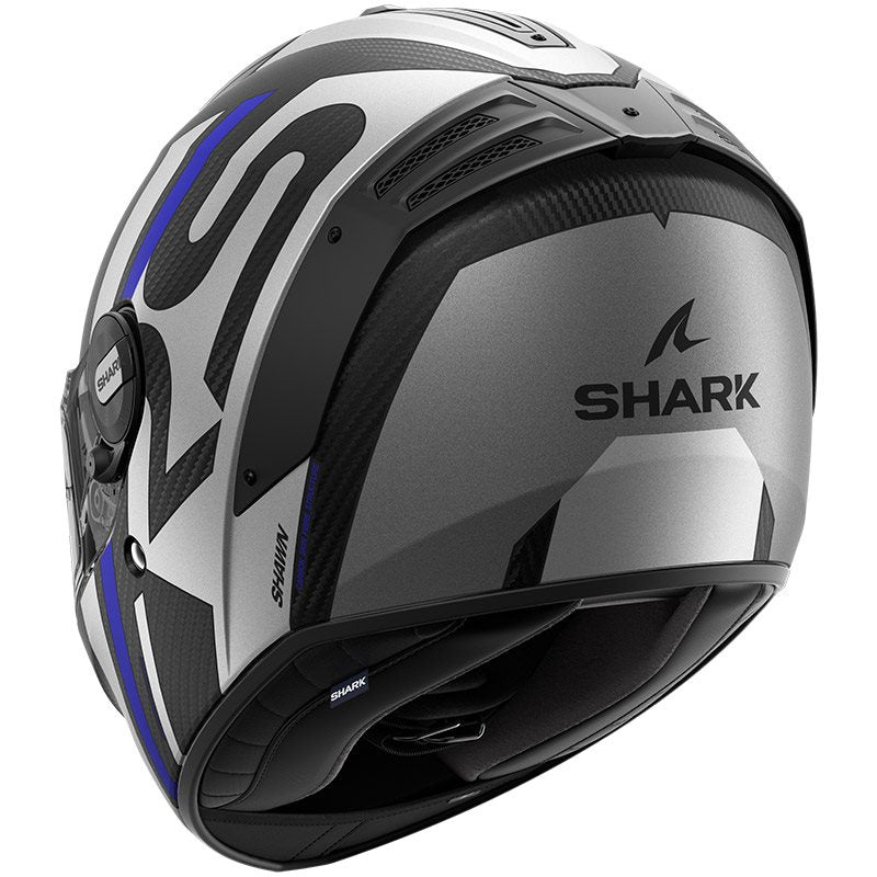 Shark Full Face Helmet Spartan RS Carbon Shawn Mat Carbon Blue Silver | HE8156EDBS
