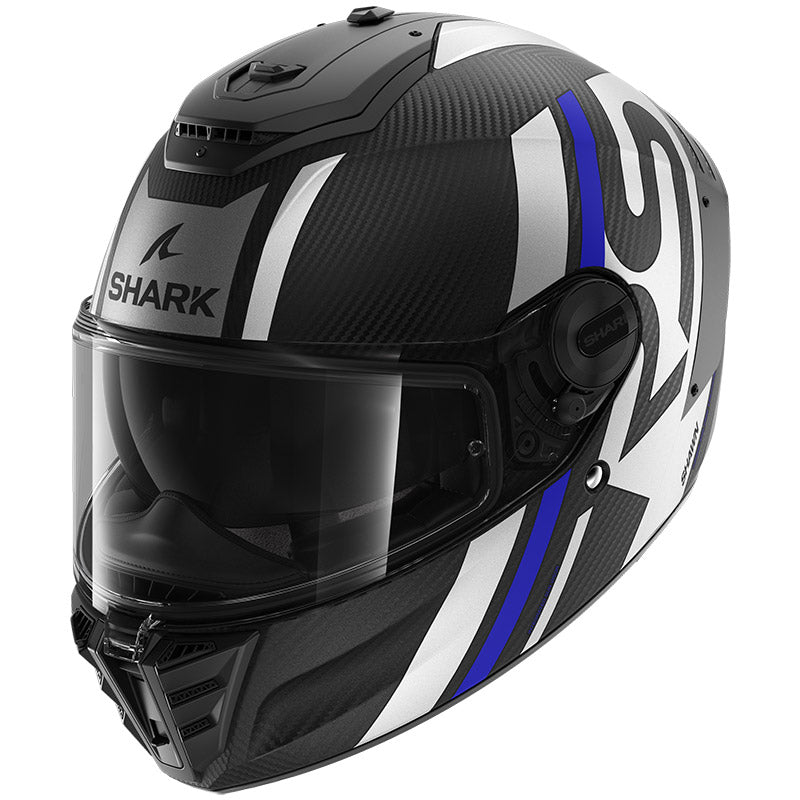 Shark Full Face Helmet Spartan RS Carbon Shawn Mat Carbon Blue Silver | HE8156EDBS