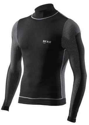 SIXS Long-sleeved turtleneck T-shirt with wind protection - carbon black