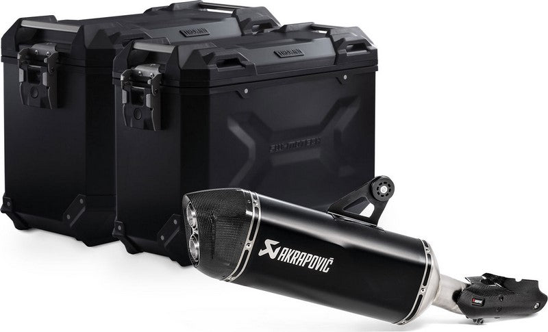 SW MOTECH TRAX ADV aluminum case system + Akrapovic | KFT.07.664.72000/B