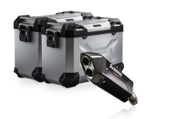 SW MOTECH TRAX ADV aluminium case system + Akrapovic. Silver. 45/45 l. BMW R 1300 GS (23-). | KFT.07.975.72001/S