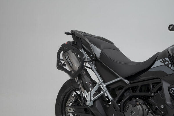 SW Motech TRAX ADV aluminum case system + Akrapovic. Silver. 45/37 l. Triumph Tiger 900 (19-23). | KFT.11.953.72002/S