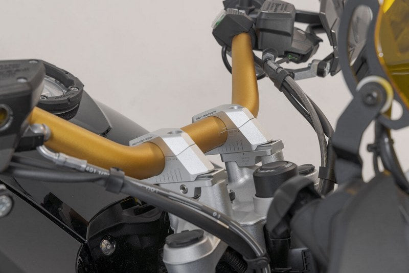 SW-Motech Bar back variable for Ø32 handlebars. H=32mm. Back 5/10/15/20/25/30 mm. Silver | LEH.00.039.32000/S