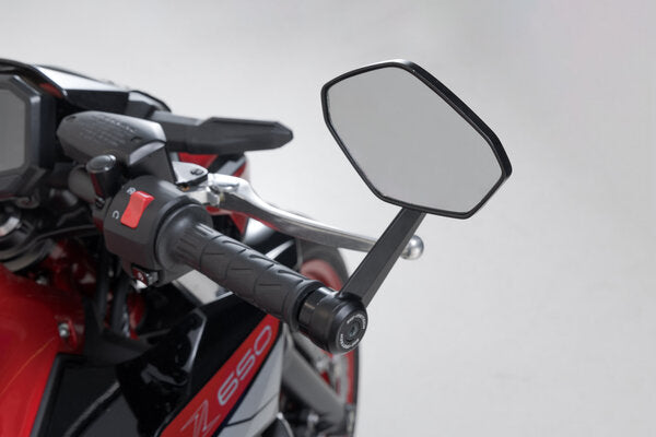 SW MOTECH Bar end mirrors. Kawasaki Z650 (16-), Z7 Hybrid (23-). | MIR.08.866.10000
