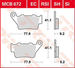 TRW BRAKE PAD TRW MCB672SH | MCB672SH