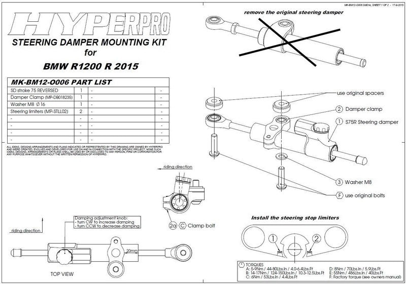 TOURATECH Touratech Suspension steering damper *CSC* for BMW R1200R from 2015 *including mounting kit* | 01-058-0088-0